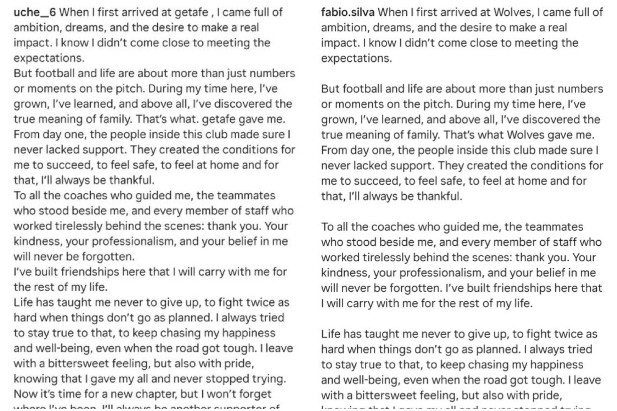 The farewell letters.